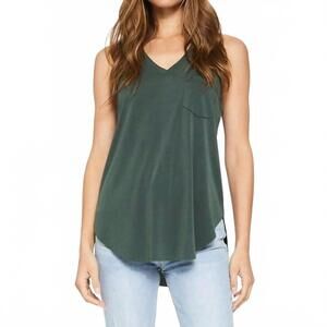 NEW ANOTHER LOVE esther breast pocket tank top in emerald